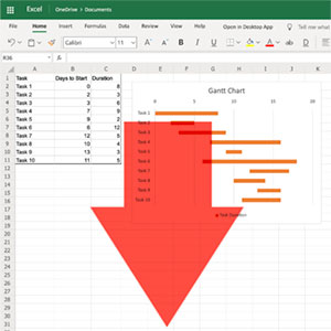 Download the example Simple Gantt Chart for OneDrive Excel.