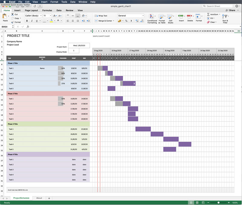 Gantt Chart Speadsheet