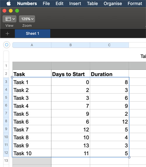 Step 2 - Add the task data to the table