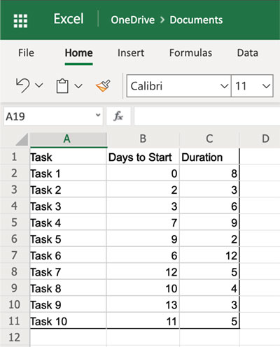 Step 2 - Add the task data to the table