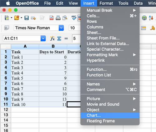 Step 4 - Insert a Stacked Bar Chart