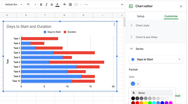 Chart editor color picker