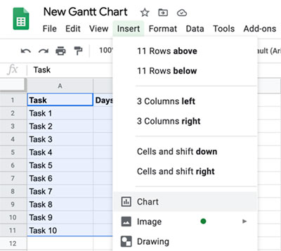 Step 4 - Insert a Stacked Bar Chart